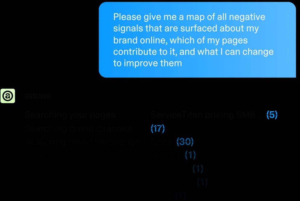 Attune AI chat interface showing brand signal analysis
